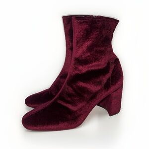 Jeffrey Campbell Burgundy Velvet Heeled Boots Sz 8